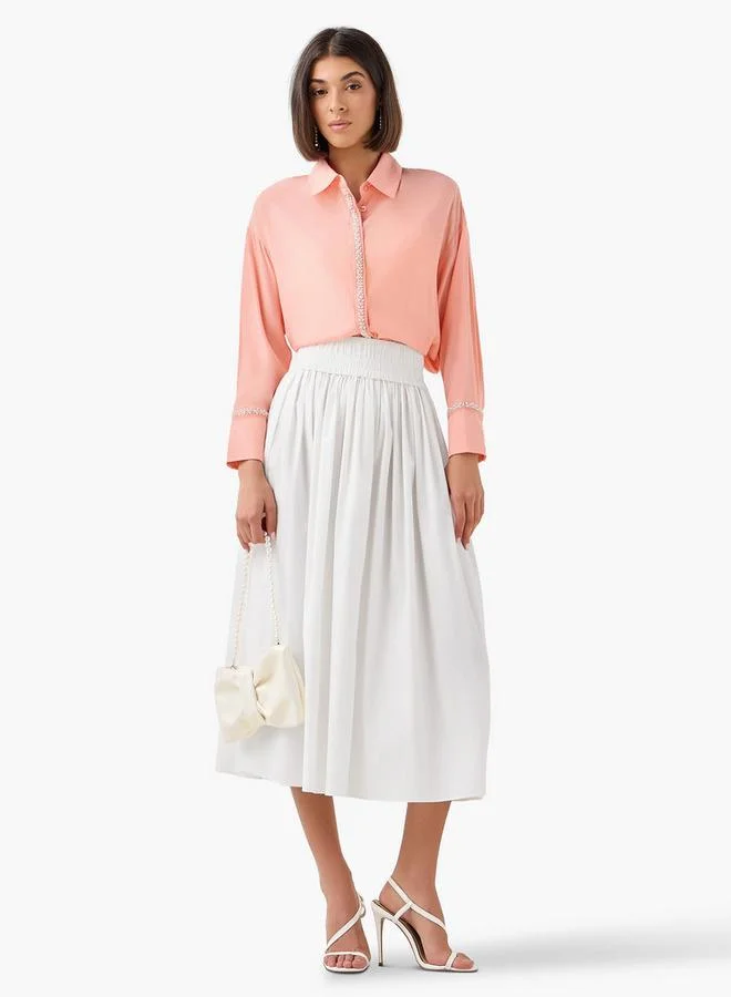 Splash FAV Shirt with Pearl Embellishment and Long Sleeves