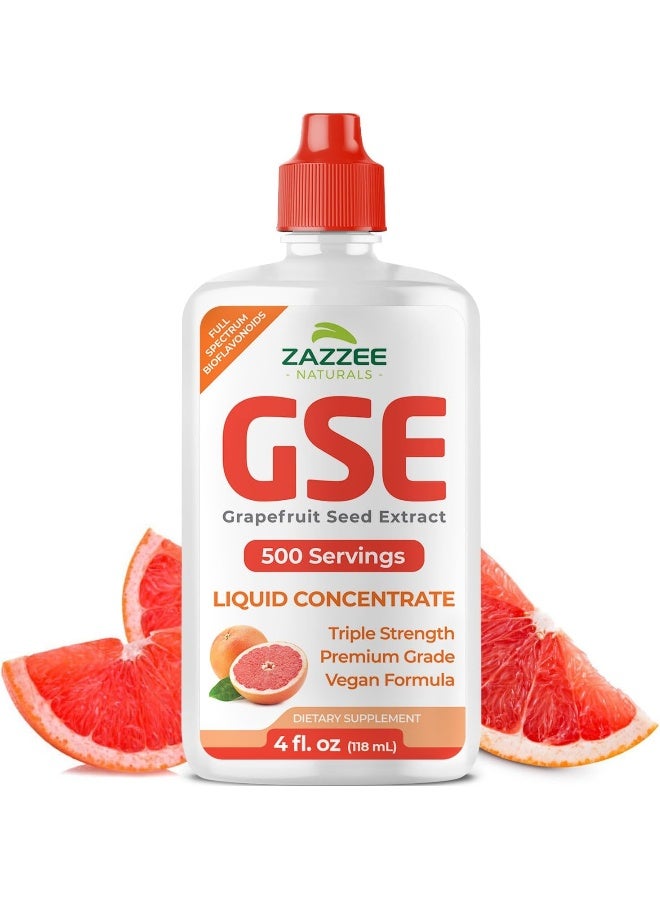 Zazzee Grapefruit Seed Extract (GSE) 4 Ounces | 2X Potency | Maximum Strength | High Absorption | 480 Servings | 100 mg per Serving | Vegan, Liquid Concentrate, Non-GMO and All-Natural - Image 1
