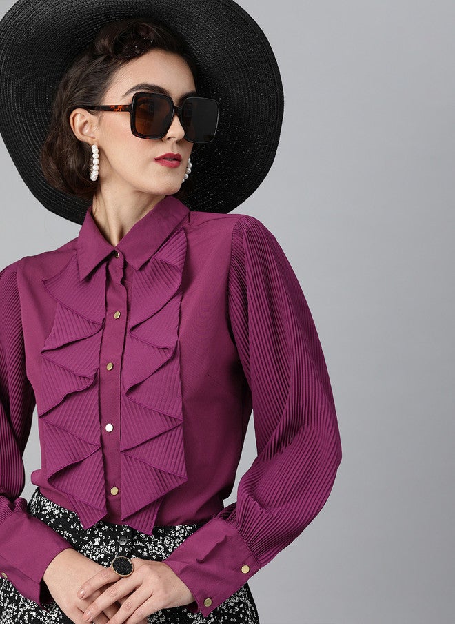 PlusS Purple Casual Shirt for Women - Image 1