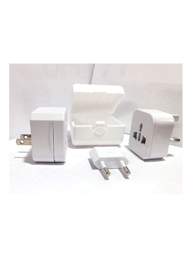 HI PLASST PINS N PLUGS HI PLASST PINS N PLUGS International World Travel Adapter Wall Charger Allinone Universal Plug for US Japan UK Europe Australia Canada with Carry Case White  - Image 1