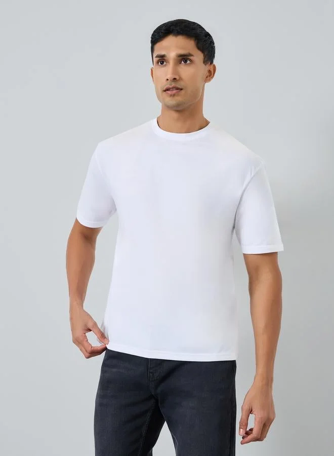 Styli Men Oversized Paisley Text Back Print T-Shirt