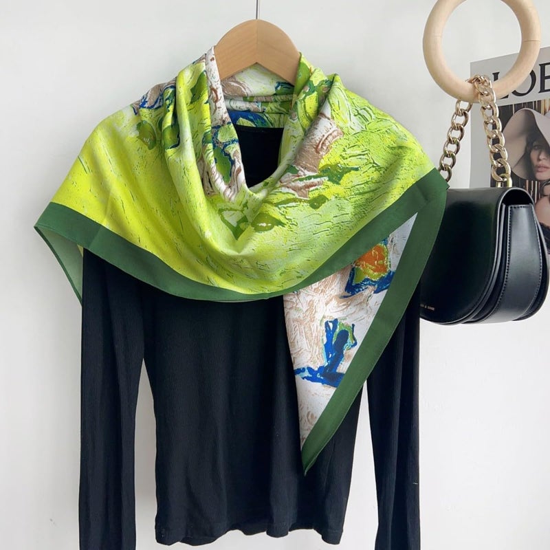 Julunar Silk Like Head Scarf for Women - Satin Large Hair Scarves - 35" Square Silk Hair Wrap for Sleeping with Gift Packed - Image 3