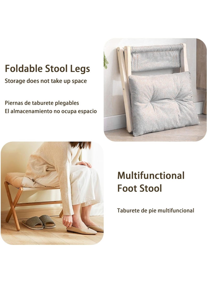 مسند قدم مبطن قابل للطي، عثماني صغير مميز مع وسادة قطنية سميكة وأرجل خشبية على شكل حرف X، مقعد أريكة مبطن عصري مناسب للكرسي الكسول، والمكياج، وغرفة النوم، وغرفة المعيشة - Image 5