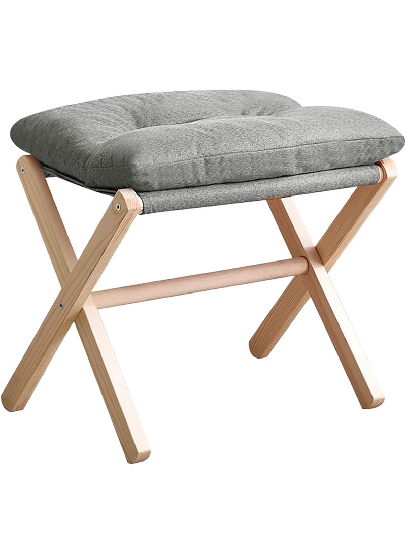 مسند قدم مبطن قابل للطي، عثماني صغير مميز مع وسادة قطنية سميكة وأرجل خشبية على شكل حرف X، مقعد أريكة مبطن عصري مناسب للكرسي الكسول، والمكياج، وغرفة النوم، وغرفة المعيشة - Image 1