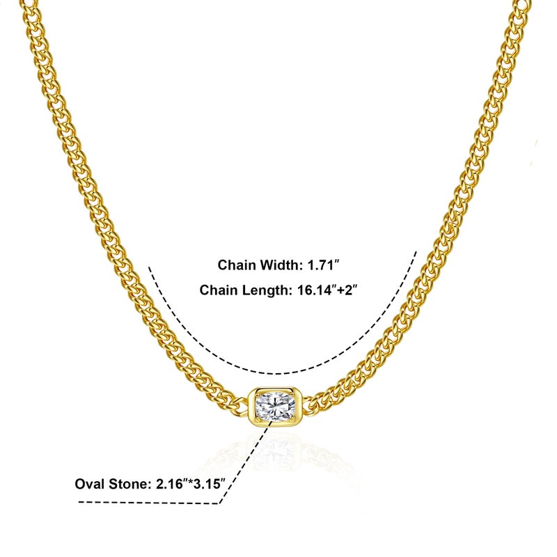 NOKMIT Layered Cuban Link Necklace for Women Dainty Adjustable 14K Gold Plated Miami Curb Chain Choker with Cubic Zirconia Charm Statement Trendy Hip Hop Non Tarnish Jewelry Gifts (CZ) - Image 2