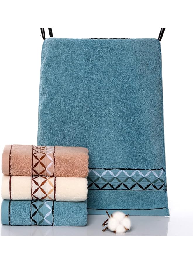 The Bros Hand Towels, 4 Pcs 100% Cotton Face Towels Ultra Soft and Highly Absorbent Washcloth Towel for Hotel & Spa or Home Quality Hand Towels(Gray/White/Blue 34 x 74 cm) - Image 1