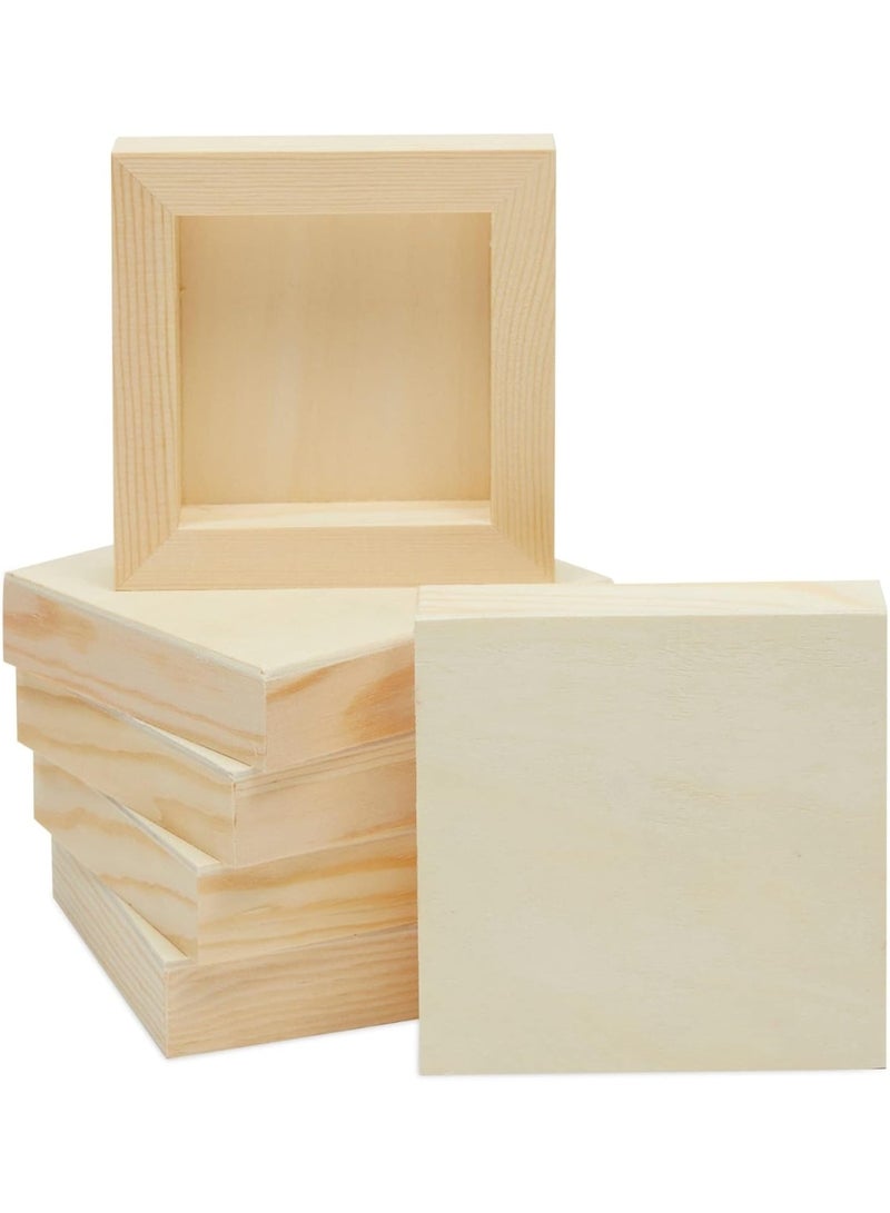 Bright Creations Wood Canvas Boards (6 Pack), 4x4 inches, 0.85 inches Thick, Pinewood Material, Smooth Surface, 6 Pieces - Image 1