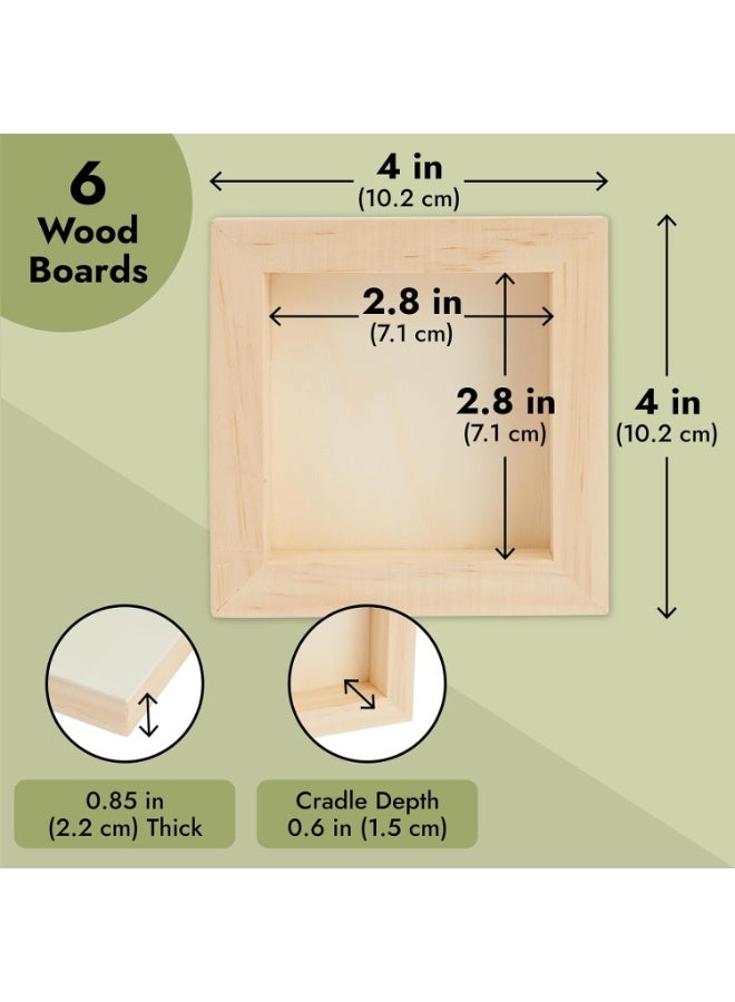 Bright Creations Wood Canvas Boards (6 Pack), 4x4 inches, 0.85 inches Thick, Pinewood Material, Smooth Surface, 6 Pieces - Image 3