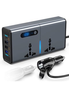 EzzySo 200W Car Power Inverter, DC 12/24V to 220V AC Car Inverter,3 USB 1 Type-C Ports Charger Adapter Car Plug Converter with Switch and Current LED Screen,Suitable for Car, Truck  - Image 1