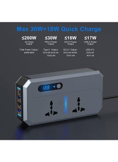 EzzySo 200W Car Power Inverter, DC 12/24V to 220V AC Car Inverter,3 USB 1 Type-C Ports Charger Adapter Car Plug Converter with Switch and Current LED Screen,Suitable for Car, Truck  - Image 2