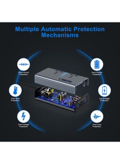EzzySo 200W Car Power Inverter, DC 12/24V to 220V AC Car Inverter,3 USB 1 Type-C Ports Charger Adapter Car Plug Converter with Switch and Current LED Screen,Suitable for Car, Truck  - Image 4
