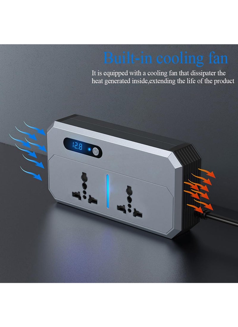 EzzySo - 200W Car Power Inverter, DC 12/24V to 220V AC Car Inverter,3 USB 1 Type-C Ports Charger Adapter Car Plug Converter with Switch and Current LED Screen,Suitable for Car, Truck - Image 1