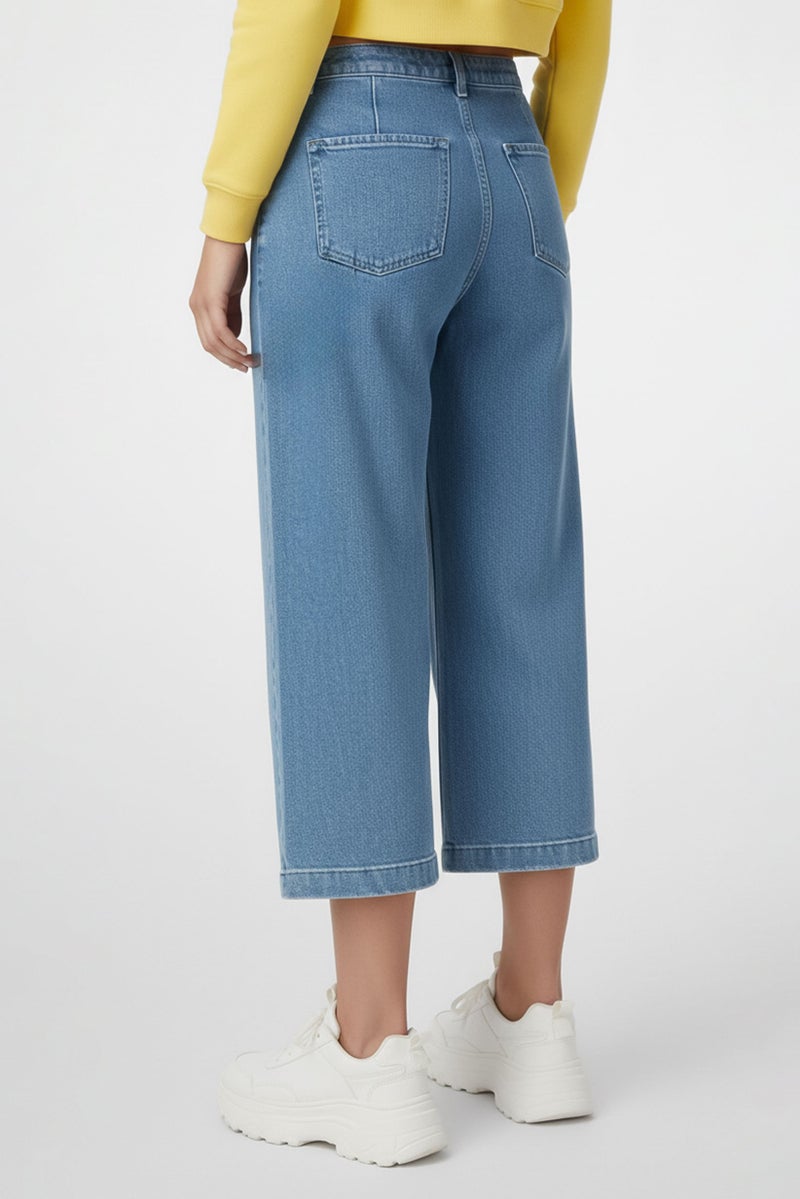 Uterque Women Regular Fit High Waist Non,Stretchable Denim Jeans, Blue - Image 4