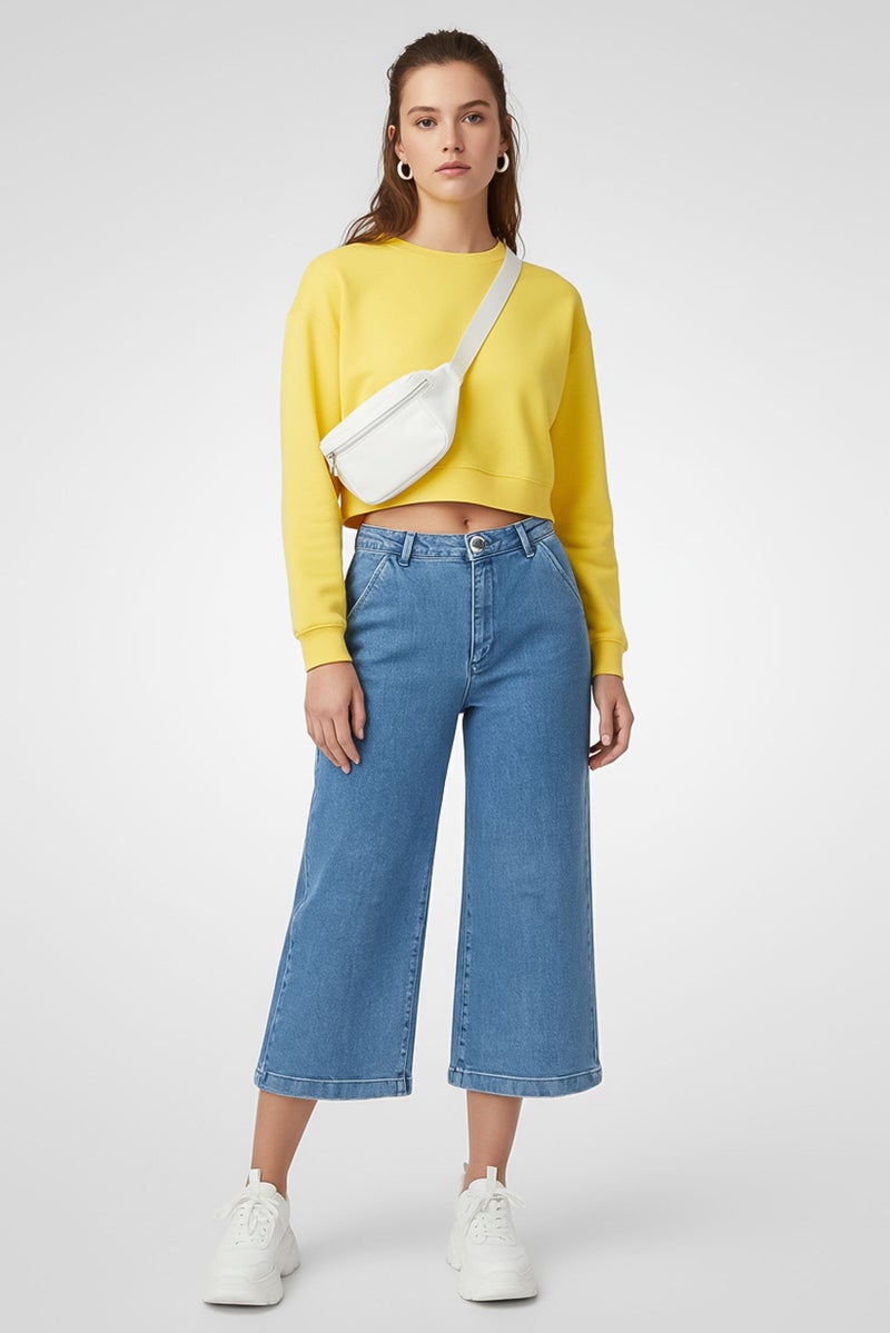 Uterque Women Regular Fit High Waist Non,Stretchable Denim Jeans, Blue - Image 2