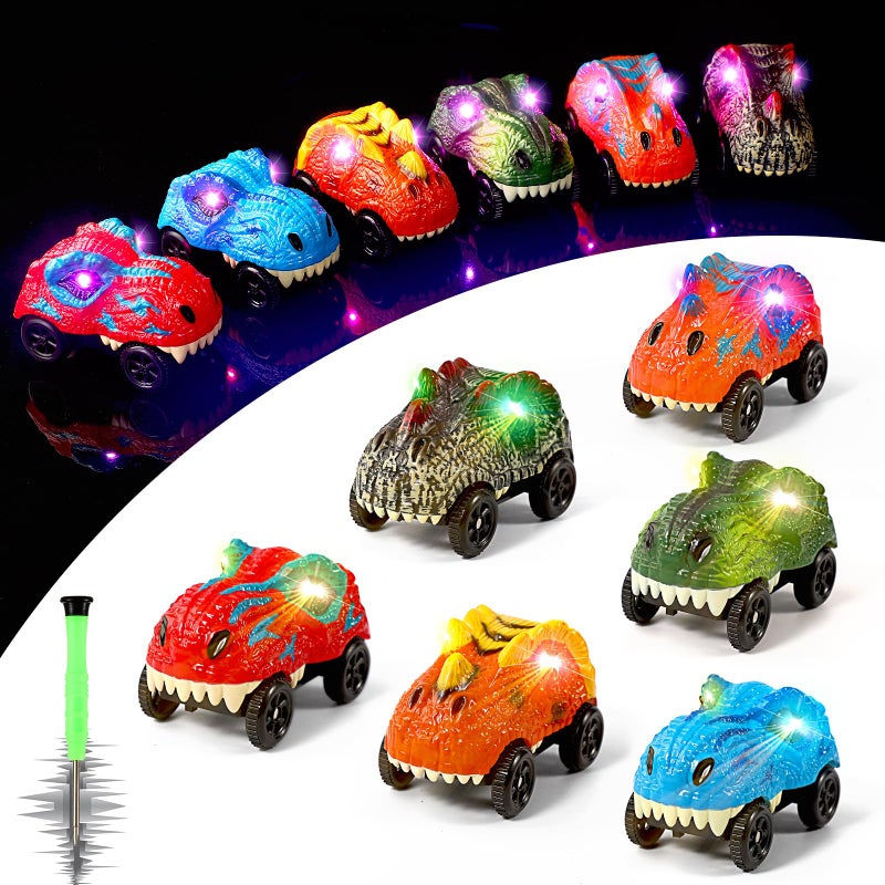 Save Unicorn Tracks Cars Replacement only Dino Track Cars for Tracks Glow in The Dark Car Tracks Accessories with 3 Flashing LED Lights Compatible with Most Car Tracks for Kids Boys and Girl6pack - Image 2