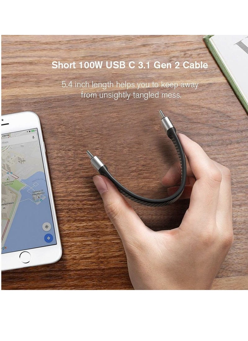 Y&D - USB C to Cable 13.7cm, Short Cable(USB 3.2 Gen 2) Supports 100W Charging / 10Gbps Data Transfer 4K@60Hz Display, for Samsung Galaxy, Compatible with Android(Sliver) - Image 1
