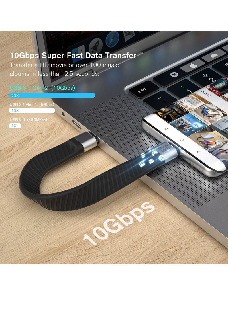 Y&D - USB C to Cable 13.7cm, Short Cable(USB 3.2 Gen 2) Supports 100W Charging / 10Gbps Data Transfer 4K@60Hz Display, for Samsung Galaxy, Compatible with Android(Sliver) - Image 1
