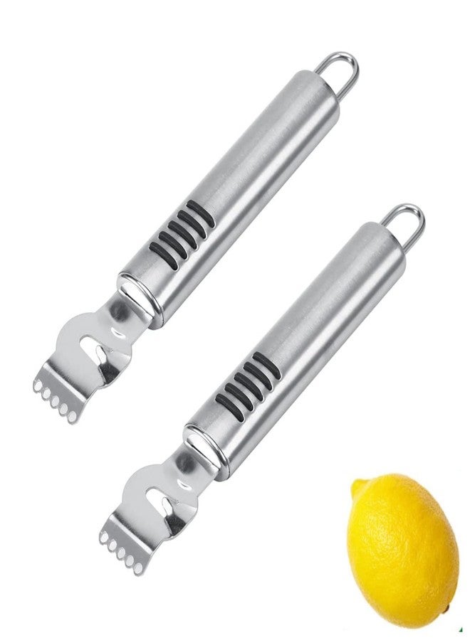 Beufee Lemon Peeler,2PCS Citrus Zester Fruit Peelers Lemon Zester Citrus Scraper Stainless Steel Lemon Lime Orange Peeler Lemon Zest Peeler for Cocktails Kitchen Bar Tool - Image 1