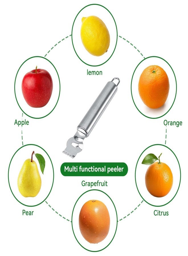 Beufee Lemon Peeler,2PCS Citrus Zester Fruit Peelers Lemon Zester Citrus Scraper Stainless Steel Lemon Lime Orange Peeler Lemon Zest Peeler for Cocktails Kitchen Bar Tool - Image 4
