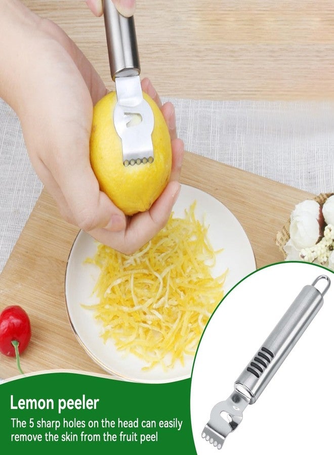 Beufee Lemon Peeler,2PCS Citrus Zester Fruit Peelers Lemon Zester Citrus Scraper Stainless Steel Lemon Lime Orange Peeler Lemon Zest Peeler for Cocktails Kitchen Bar Tool - Image 2