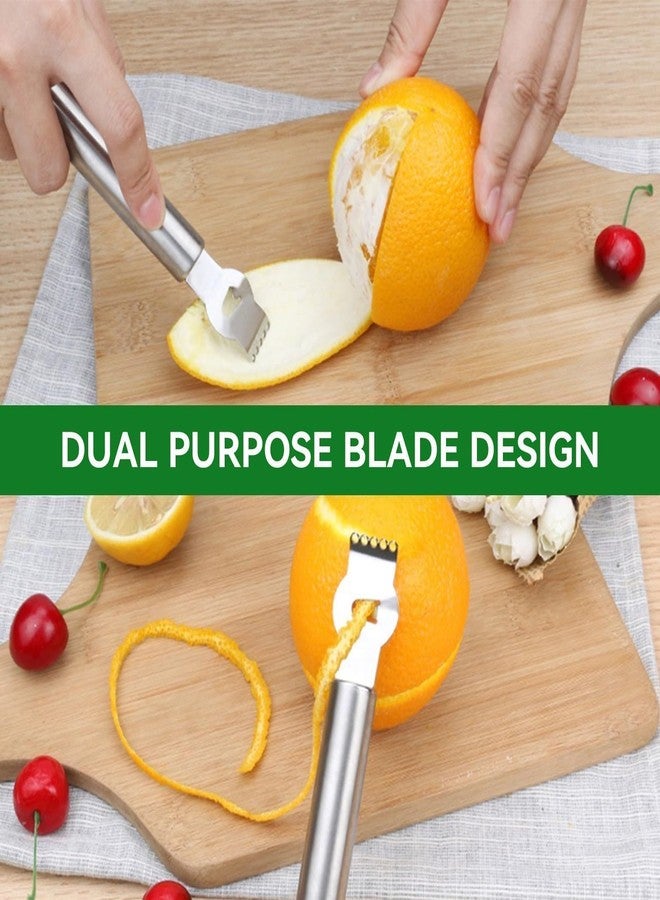 Beufee Lemon Peeler,2PCS Citrus Zester Fruit Peelers Lemon Zester Citrus Scraper Stainless Steel Lemon Lime Orange Peeler Lemon Zest Peeler for Cocktails Kitchen Bar Tool - Image 3