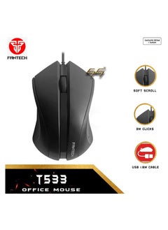 FANTECH FANTECH T533 Premium Office Mouse, Black Gaming Mouse for PC and Laptop, Wired Mouse with Optical Sensor and USB Interface, Smooth, Responsive 1200 DPI, Easy Scrolling  - Image 4