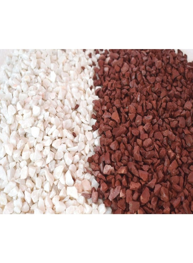 Ercole Decorative Stones Marble Chips Pebble Stones for Aquarium Home Garden Indoor & Outdoor Decoration (White & Brown, 2 Kg) - Image 1