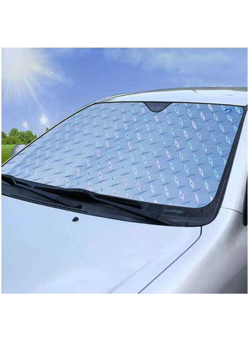 5 Layer Universal Foldable Car Reflective Sun Shade Protector For Front Windows Block UV Rays Keep Car Cool Easy to Use Diamond Reflective 130X60CM