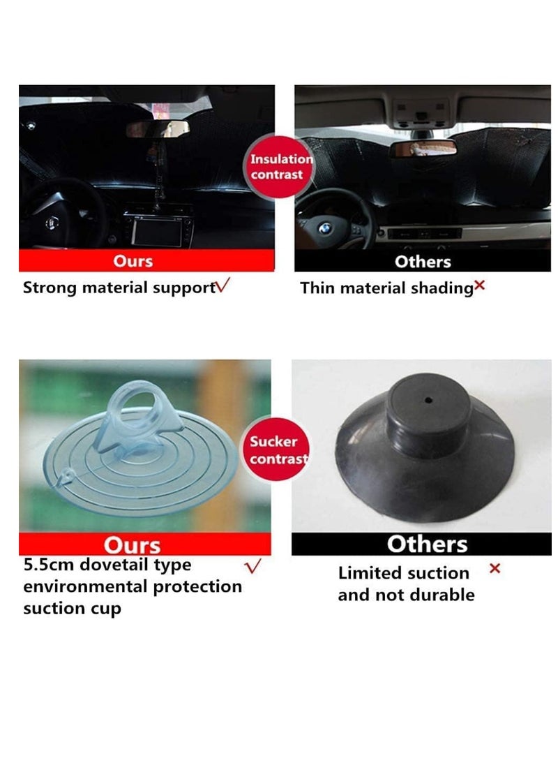 5 Layer Universal Foldable Car Reflective Sun Shade Protector For Front Windows Block UV Rays Keep Car Cool Easy to Use Diamond Reflective 130X60CM