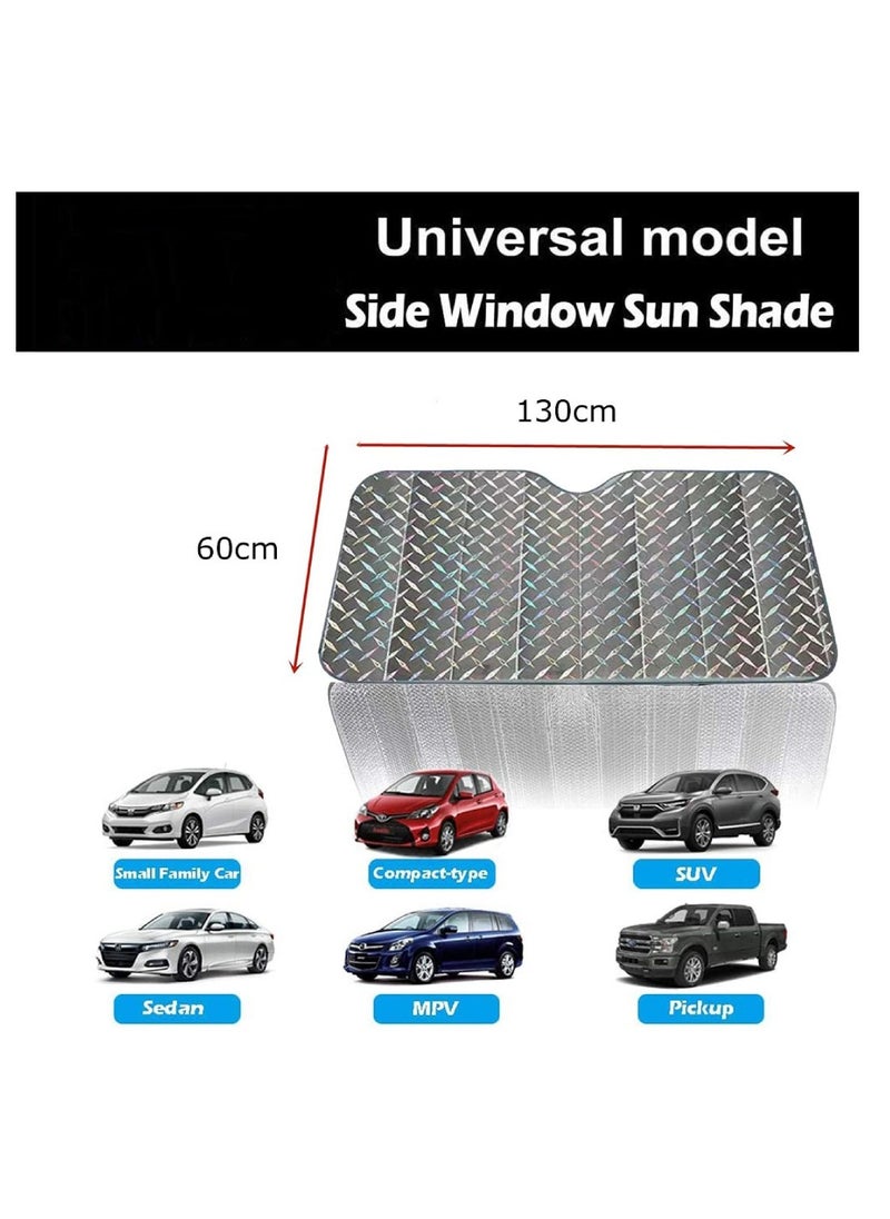 5 Layer Universal Foldable Car Reflective Sun Shade Protector For Front Windows Block UV Rays Keep Car Cool Easy to Use Diamond Reflective 130X60CM