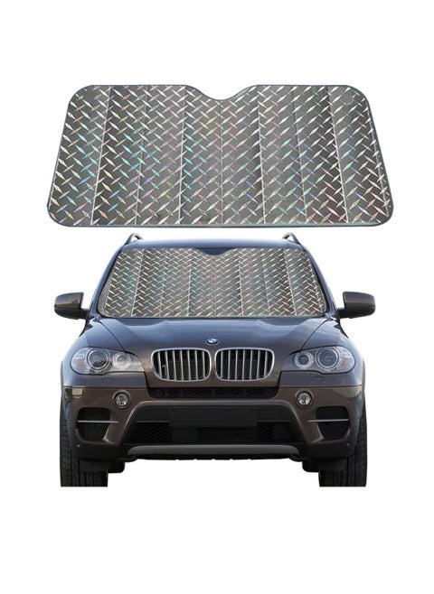 5 Layer Universal Foldable Car Reflective Sun Shade Protector For Front Windows Block UV Rays Keep Car Cool Easy to Use Diamond Reflective 130X60CM
