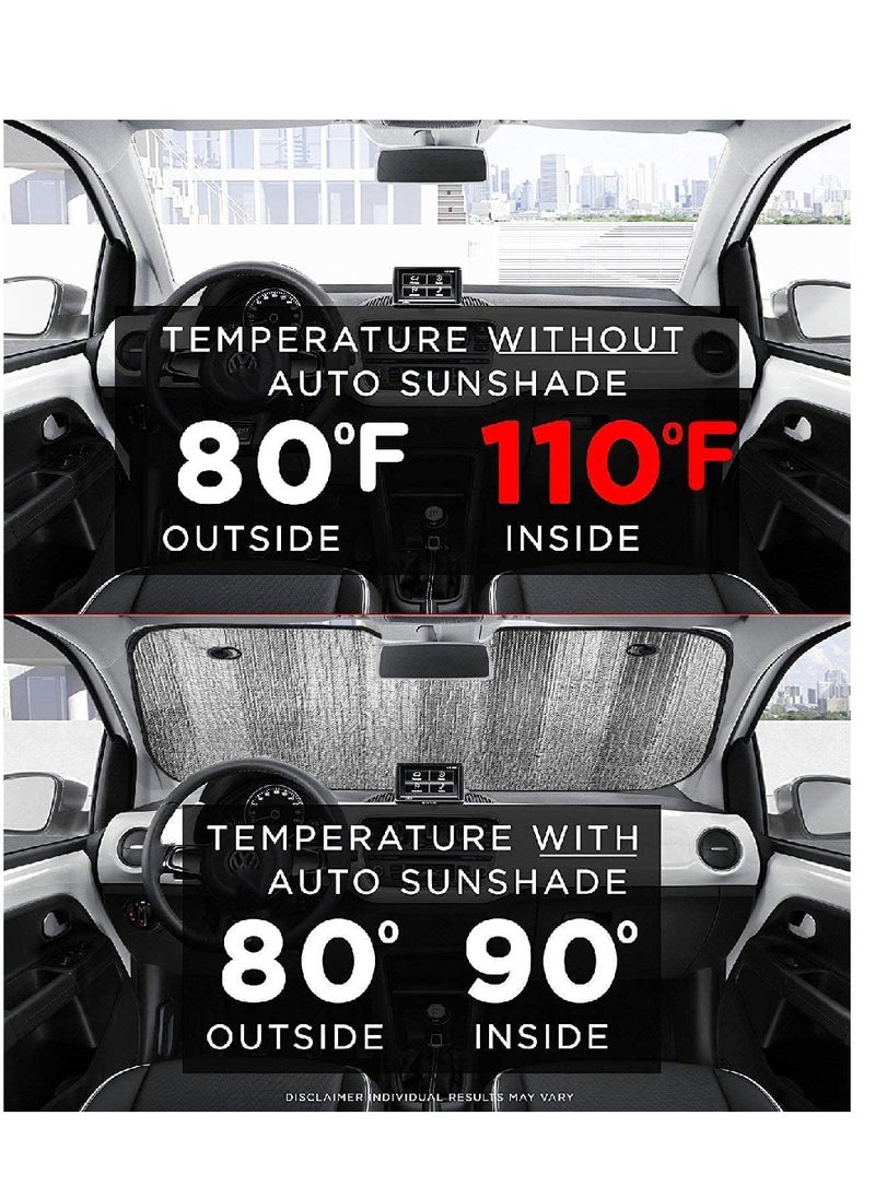 5 Layer Universal Foldable Car Reflective Sun Shade Protector For Front Windows Block UV Rays Keep Car Cool Easy to Use Diamond Reflective 130X60CM
