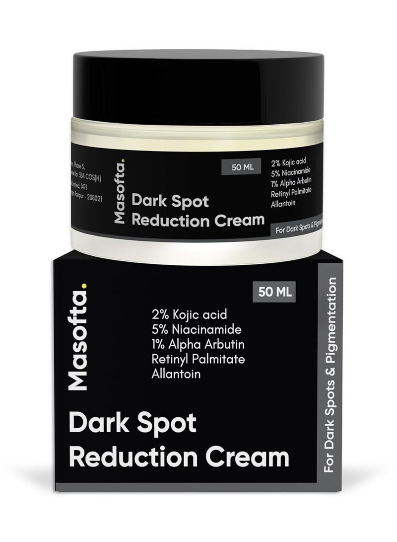Masofta Dark Spot Reduction & Removal Cream for Pigmentation, Melasma, Acne Marks, Blemishes, Underarms, Neck, Knees & Knuckles | Dark Spot & Patch Corrector | with Kojic Acid, Alpha Arbutin & Niacinamide | For Men & Women | 50g - Image 1