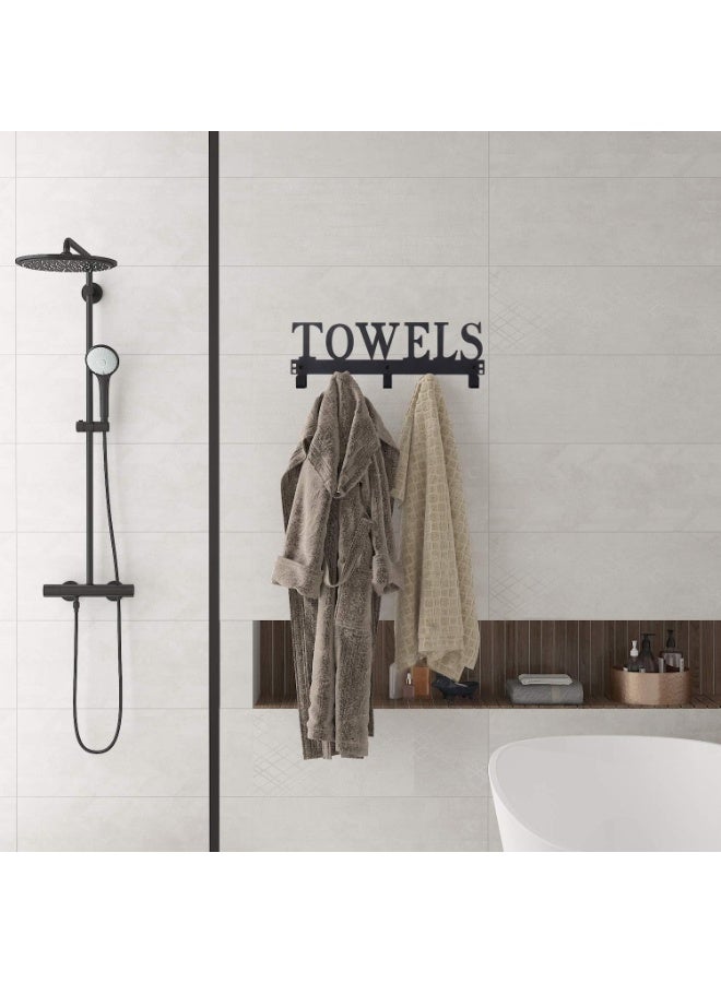 Soofam Over The Door Hooks, Towel Holder for Bathroom, Door Mount Towel Rack Towel Hooks for Bedroom Kitchen Pool Beach Towels Bathrobe Wall Mount Hang on The Door Cabinet Cupboard Metal Sandblasted (Black) - Image 4