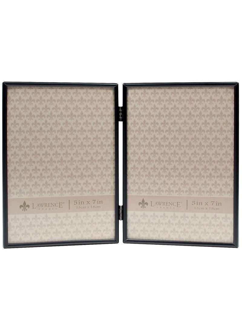 Lawrence Frames Lawrence Frames Hinged Simply Black Picture Frame 5x7 Double 