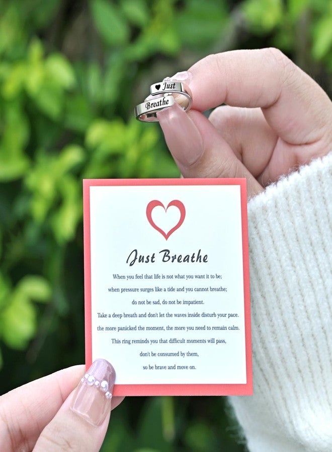 YLT Just Breathe Rings for Women, 925 Sterling Silver Hope Ring Adjustable Relief Anxiety Healing Ring Heart Inspirational Jewelry Gift (Just Breathe) - Image 4