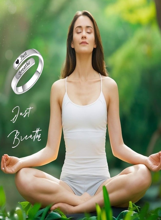 YLT Just Breathe Rings for Women, 925 Sterling Silver Hope Ring Adjustable Relief Anxiety Healing Ring Heart Inspirational Jewelry Gift (Just Breathe) - Image 5