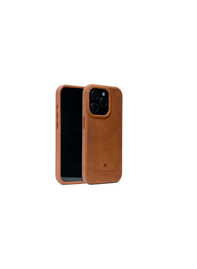 PORTER RILEY - Premium Leather Case compatible with iPhone 15 Pro - MagSafe Compatible, Slim Protective Bumper Cover (Tan) - Image 1