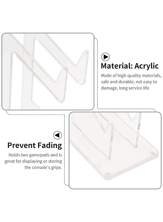 JZS Game Controller Holder 2 Tiers,Controller Stand Headphone Holder,Acrylic Clear Controller Display Stand Compatible with Nintendo Switch Xbox PS5 PS4,Desk Mounts for Controller,Blue Base - Image 3