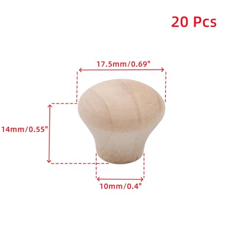 Oedema Wood Unfinished Cabinet Knobs Mini Wooden Drawer Handle Furniture Door Pull Knobs 0.69"×0.55", 20PCS with Screws - Image 2