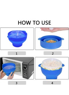 SYOSI Microwaveable Silicone Popcorn Popper, BPA Free Microwave Popcorn Popper, Collapsible Microwave Popcorn Maker Bowl for Home, Party, Watch Movie, Dishwasher Safe-Bule(15*12.7*8.5 cm)  - Image 4