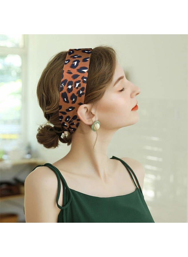 GERINLY Leopard Neck Tie Chic Skinny Scarf Hairband Stylish Purse Scarf Leopard Accessory (Brown) - Image 3