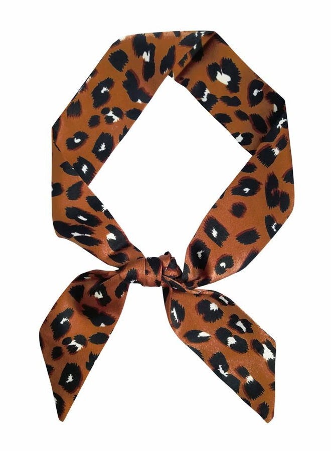 GERINLY Leopard Neck Tie Chic Skinny Scarf Hairband Stylish Purse Scarf Leopard Accessory (Brown) - Image 1