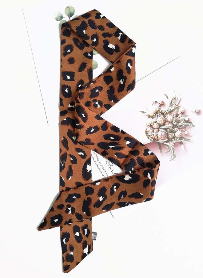 GERINLY Leopard Neck Tie Chic Skinny Scarf Hairband Stylish Purse Scarf Leopard Accessory (Brown) - Image 4