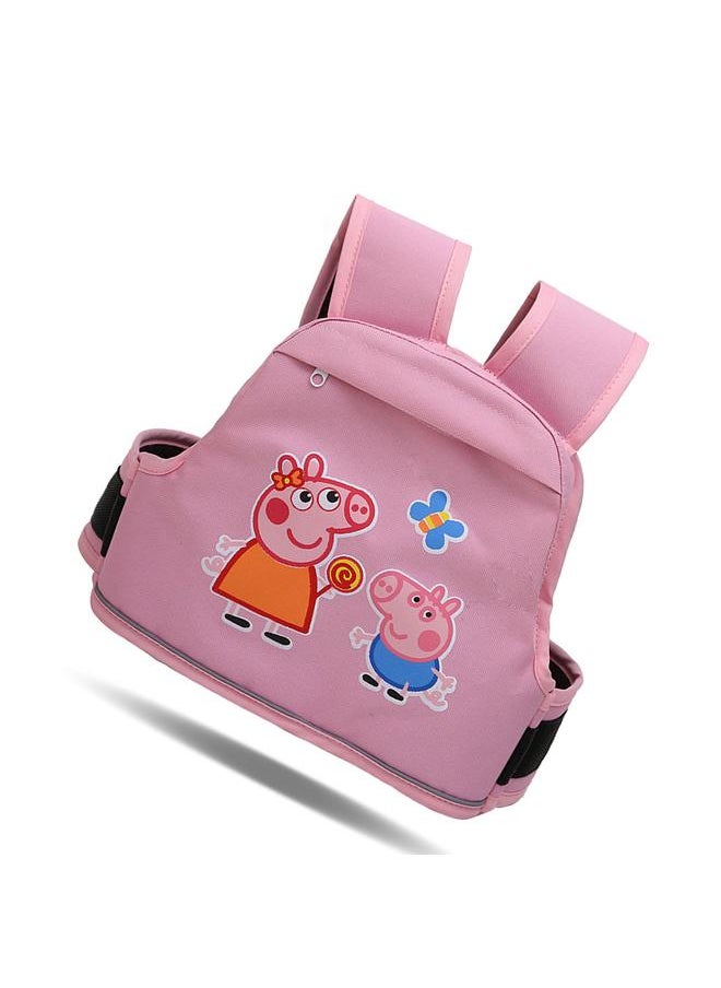Thoraya Kids Motorcycle Harness 3D Honeycomb Breathable Reflective Safety Strap with Pocket for Bikes Motorcycles Two Little Pigs Pink  - Image 4