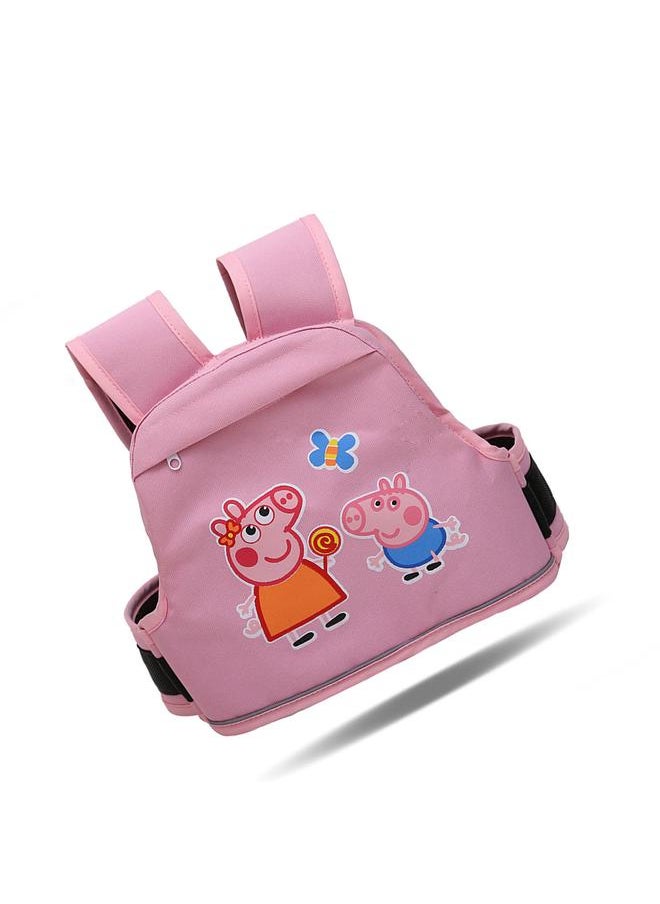 Thoraya Kids Motorcycle Harness 3D Honeycomb Breathable Reflective Safety Strap with Pocket for Bikes Motorcycles Two Little Pigs Pink  - Image 3