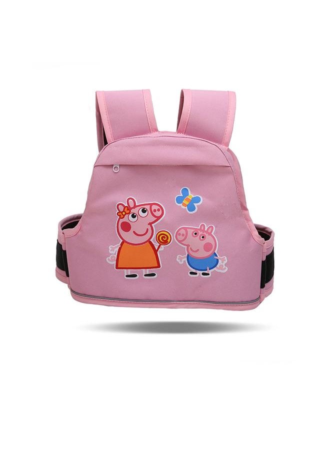 Thoraya Kids Motorcycle Harness 3D Honeycomb Breathable Reflective Safety Strap with Pocket for Bikes Motorcycles Two Little Pigs Pink  - Image 1