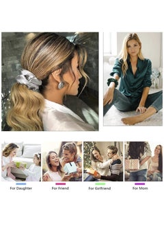 Ru syanl Silk Scrunchy for Girls Women Cute Hairties For Thick Curl Hair No Crease Hair Accessories Soft Ropes Ponytail Holder No Hurt Your Hair (White Black Navy Gray)  - Image 4
