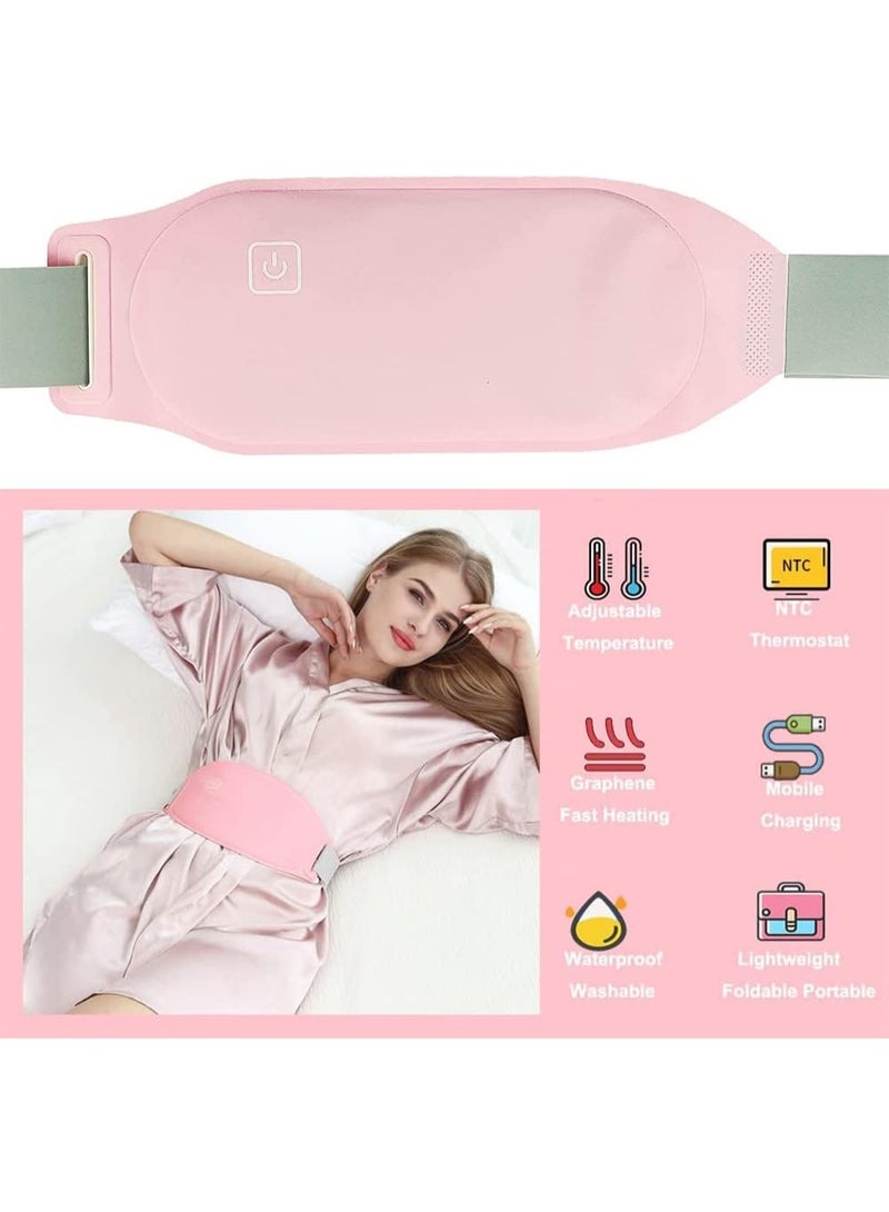 حزام تدفئة وتدليك بالجرافين محمول – حزام كهربائي حراري مع أشعة تحت الحمراء بعيدة، حرارة قابلة للتعديل، مريح لتخفيف آلام الظهر وتقلصات الدورة الشهرية - Image 3
