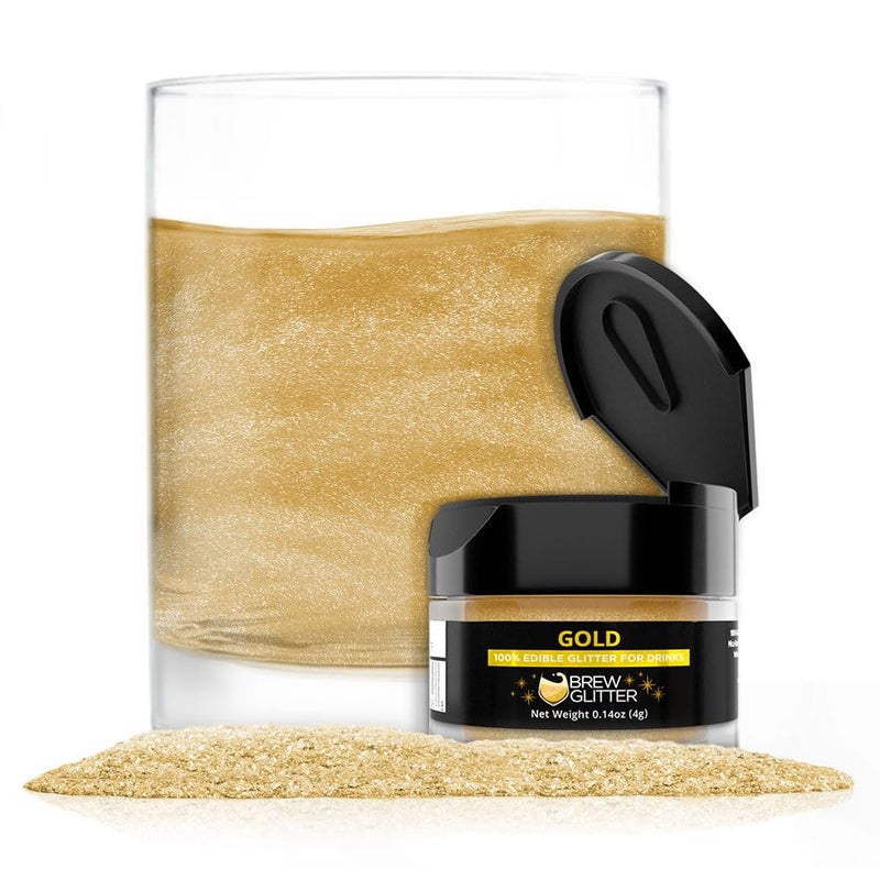 Brew Glitter Gold Edible Drink Glitter 1x 4g Jar for Cocktails Beer Beverages